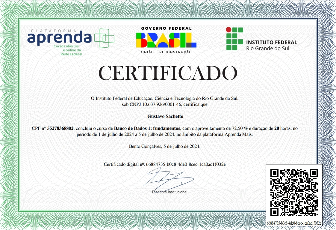 Certificado banco de dados