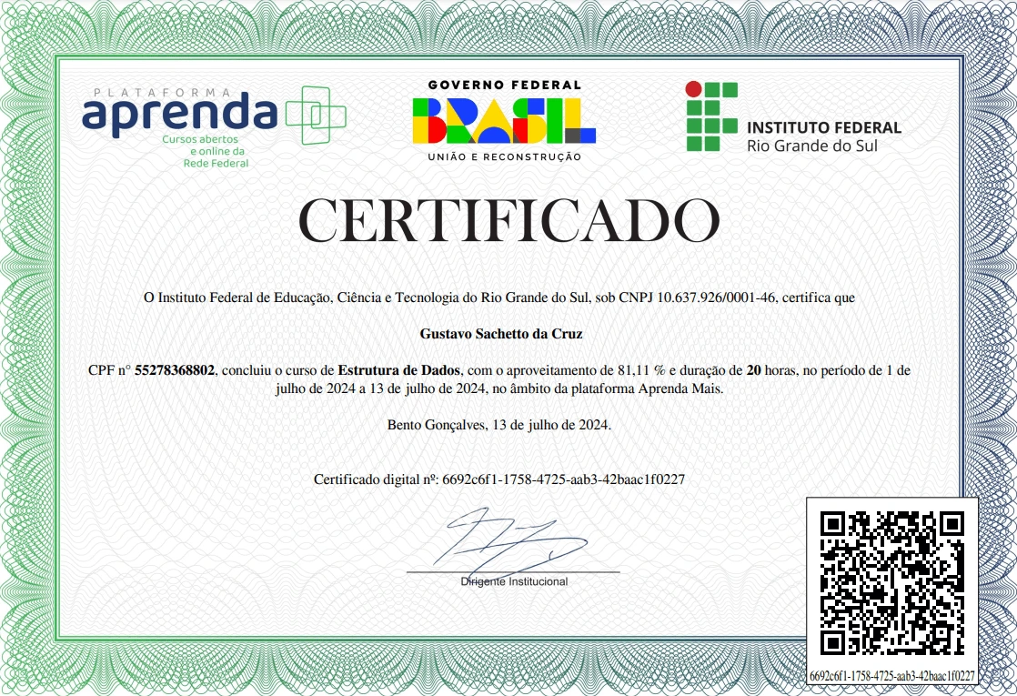 Certificado estrutura de dados