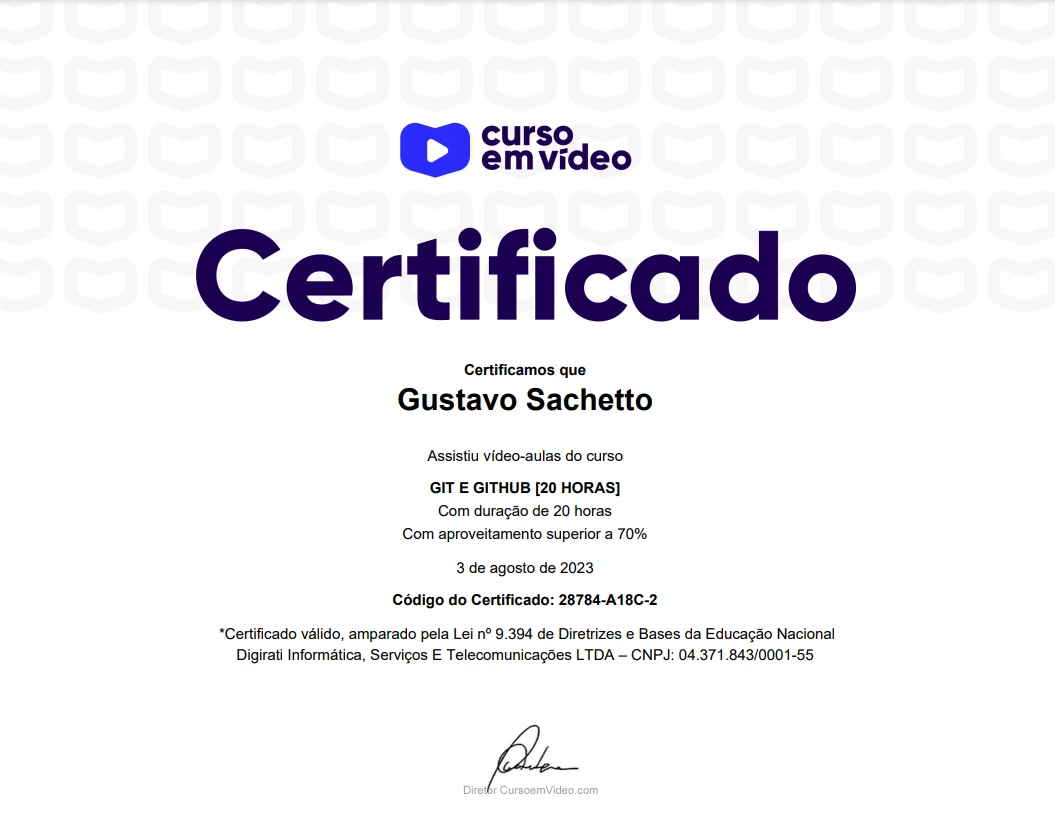Certificado Git e Github