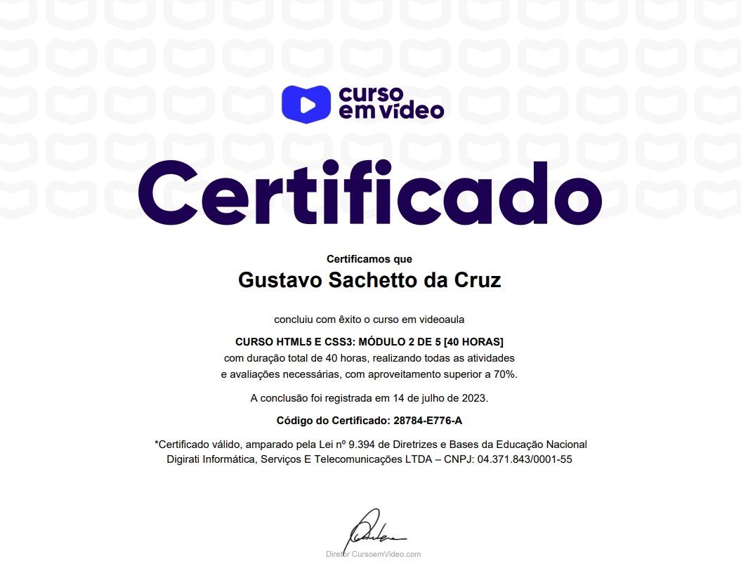 Certificado HTML e CSS módulo 2