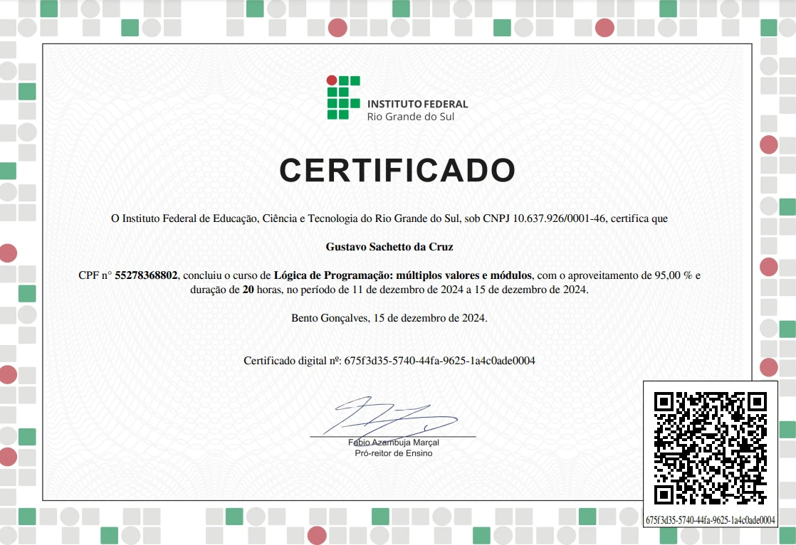 Certificado lógica de programacao