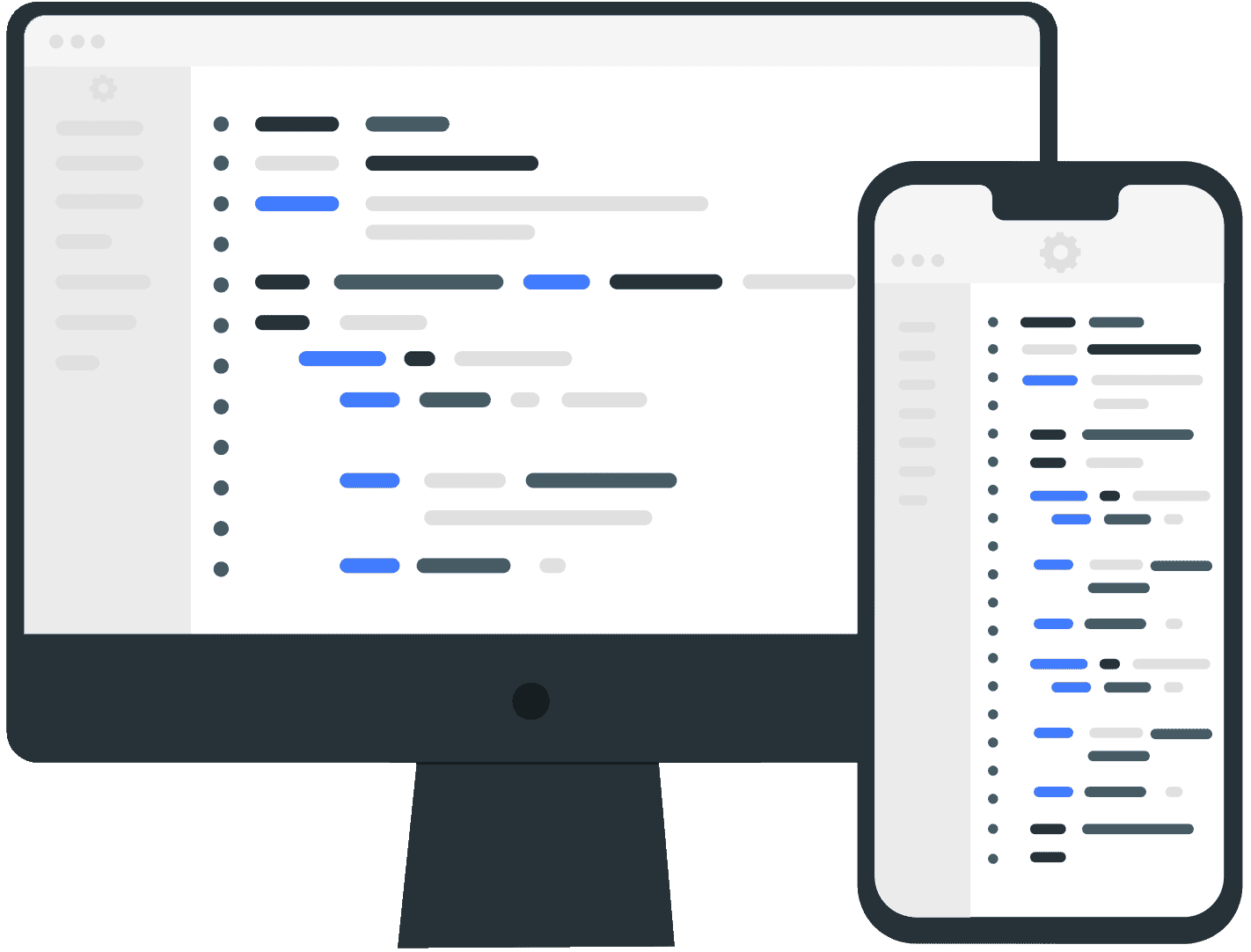 Demostrativo dispositivo desktop e mobile