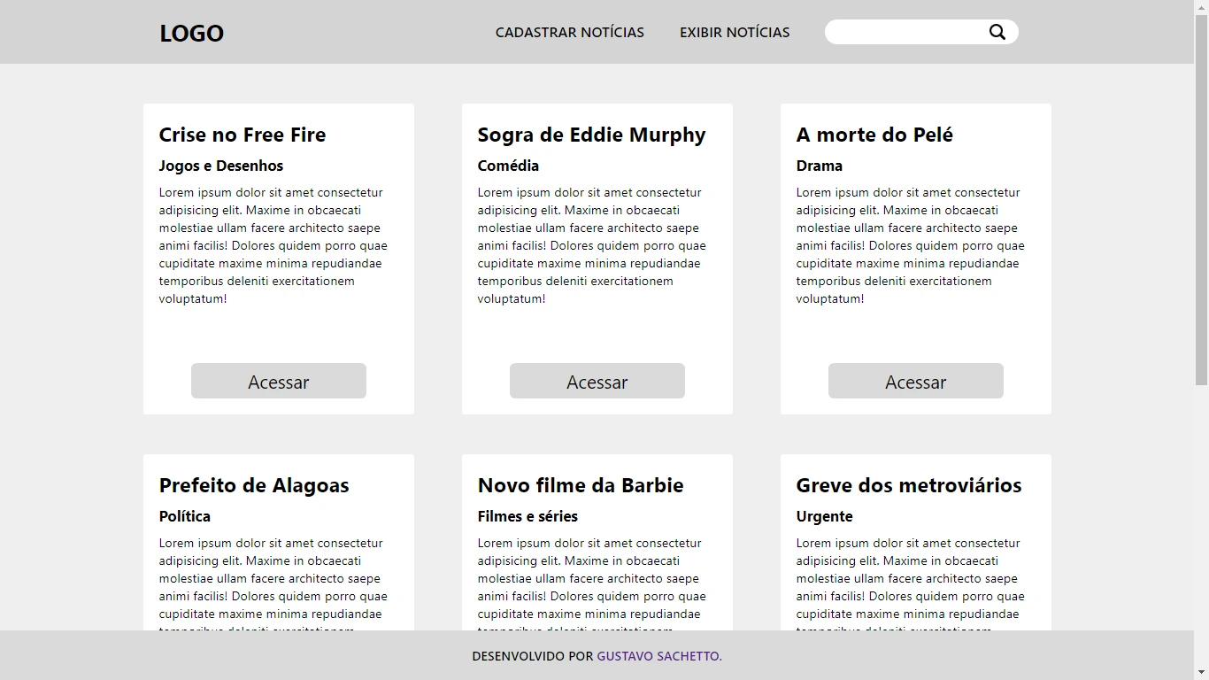 Projeto cadastro notícia